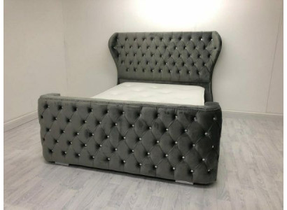 Harmaa Chesterfield-sänky Design-makuuhuonekalut Englantilaisverhoiltu sänky