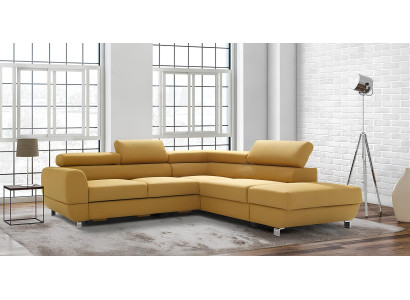 Moderni harmaa kulmasohva vuodemekanismilla