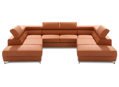 U-muotoilun sohva, jossa on vuode-toiminto kankaasta