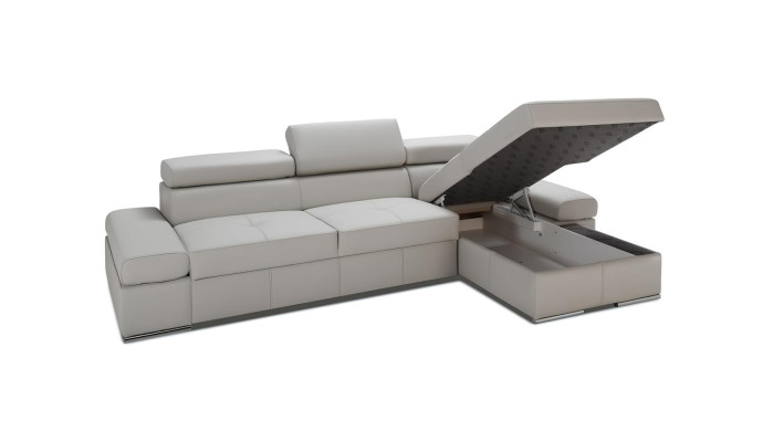 Moderni kulmasohva, jossa on muotoilu, päällystetty 100% nahalla