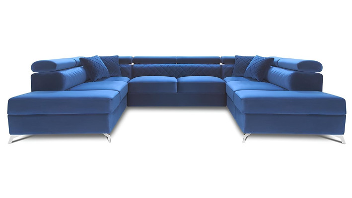 U-muotoilun sohva, jossa on vuode-toiminto uudessa pehmustetussa muotoilussa