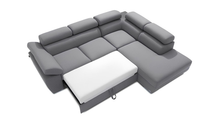 Moderni kulmasohva vuode- ja säilytystoiminnolla