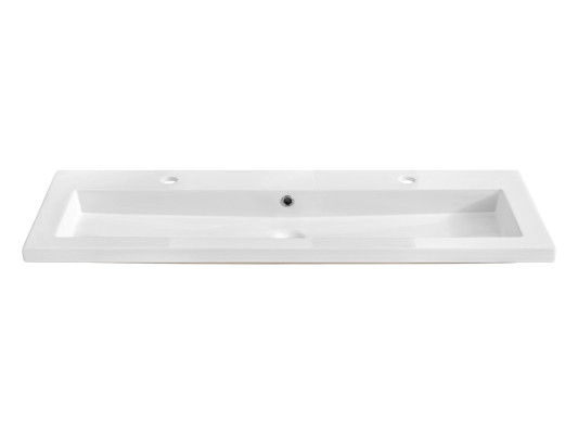 Kaksinkertainen keramiikkapesuallas valkoisella kaapilla