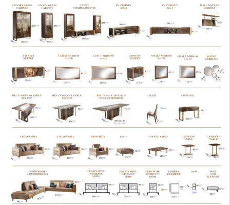 Moderni 3+1+1 sohvasetti pehmustetuilla tuoleilla
