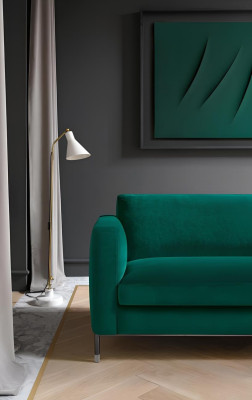 Kaksi henkilöä vihreä kangassohva