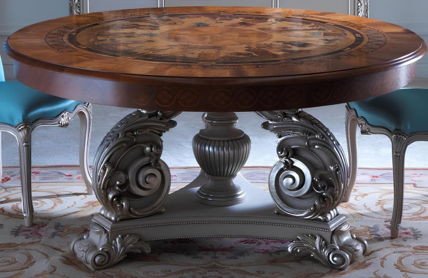 Pyöreä italialainen massiivipuinen ruokapöytä