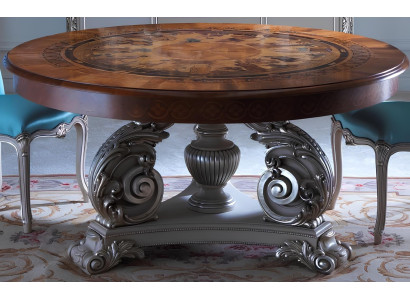 Pyöreä italialainen massiivipuinen ruokapöytä