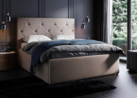 Tyylikäs kangas- ja puusänky modernilla muotoilulla