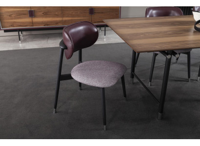 Ylellinen verhoiltu nojatuoli, loft-tyylinen tuolimuotoilu, harmaa, nahkainen keittiötuoli