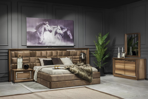 Tyylikäs ruskea makuuhuoneen komero 6 osaa.