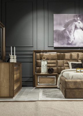 Tyylikäs ruskea makuuhuoneen komero 6 osaa.