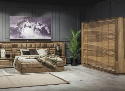 Ruskea verhoiltu hotellihuonekalu 4 osaa