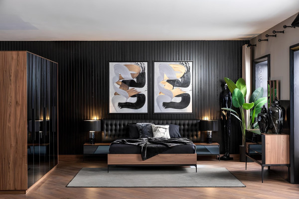 Ylellinen makuuhuonekalustesarja, täydellinen setti, kaappi, sänky