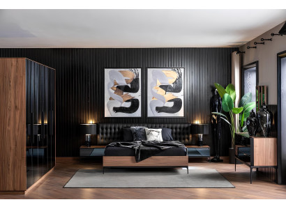 Ylellinen makuuhuonekalustesarja, täydellinen setti, kaappi, sänky