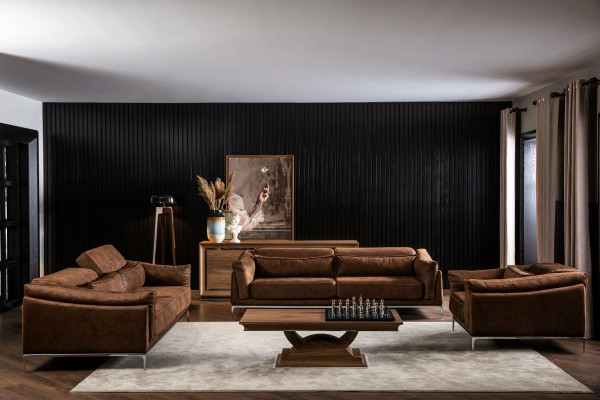 Moderni ruskea nojatuoli, pehmeä, ylellinen, mukava, yhdelle henkilölle