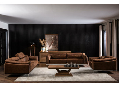 Moderni ruskea nojatuoli, pehmeä, ylellinen, mukava, yhdelle henkilölle