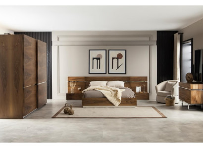 Ylellinen makuuhuonekalusto, lipasto, kaappi, yöpöydät, peili 6 osaa