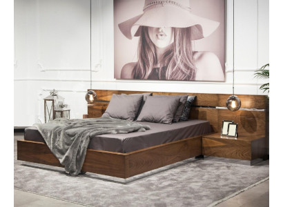 Makuuhuoneen kalustesetti sängyllä, yöpöydillä ja lipastolla, hotellilaatua, 5 osaa