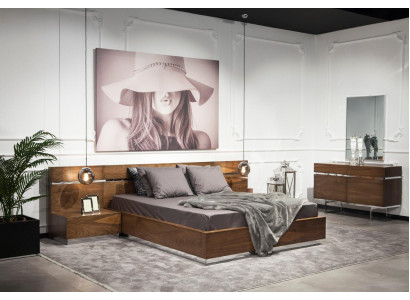 130 cm:n luksuskommode peilillä, 2 osan sarja, ruskea