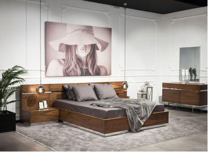 130 cm:n luksuskommode peilillä, 2 osan sarja, ruskea