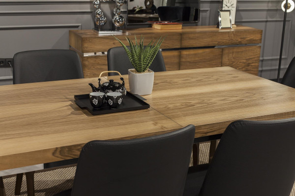 Ruokapöytä 4 tuolilla käsinojilla, kompakti, peili