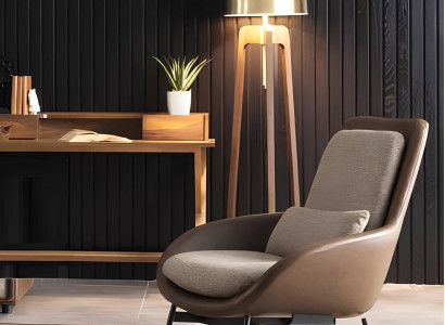 Rentouttava nojatuoli olohuoneeseen, ruskea, loungekalusteet