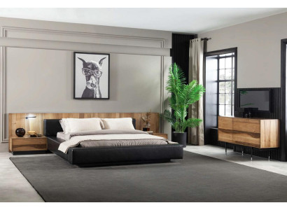 Ylellinen sänky 160x200 cm musta parivuode modernilla tyylillä