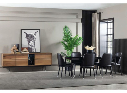 Mustat keittiökalusteet 7 osaa moderneilla ja mukavilla tuoleilla