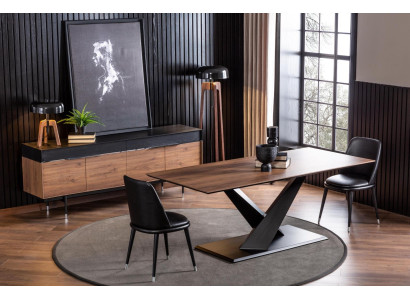 Ylellinen musta nahkatuoli, pehmustetut tuolit, designhuonekalut olohuoneeseen ja keittiöön