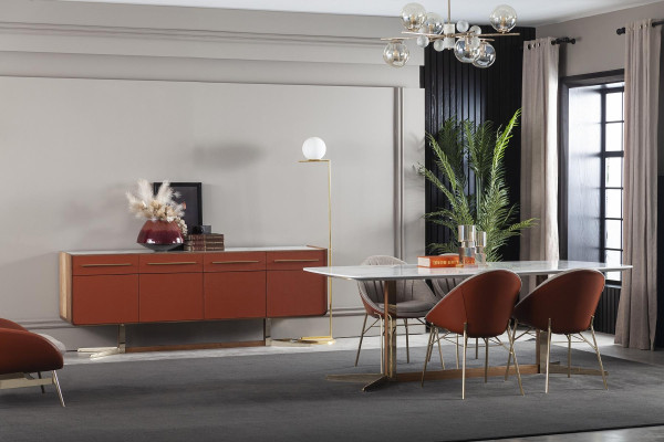 Ylellinen italialaisen muotoilun ruokapöytä 4 tuolilla