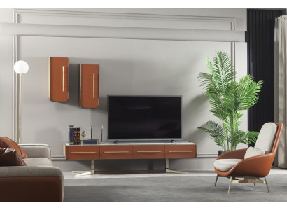 Oranssi teräksinen seinä-tv-hylly