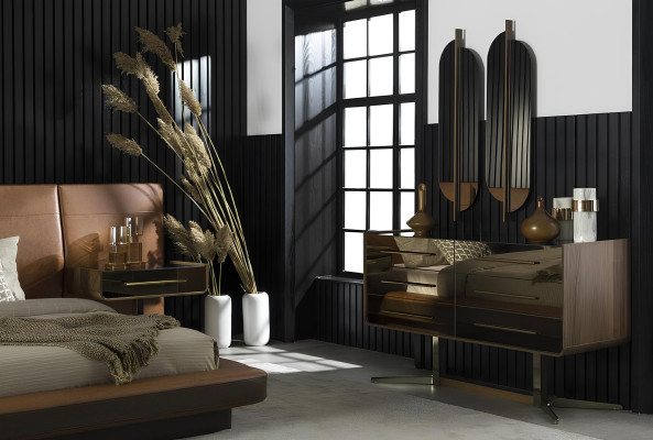 Ylellinen makuuhuoneen kalustepaketti, jossa sänky, lipasto ja kaappi 6 osaa