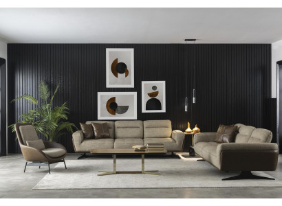 4+1 hengen sohvasetti keskuspöydällä, 3 osaa. Verhoiltu huonekalu