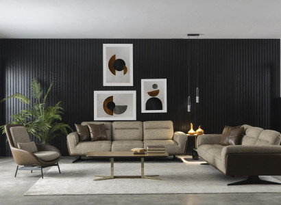 4+1 hengen sohvasetti keskuspöydällä, 3 osaa. Verhoiltu huonekalu