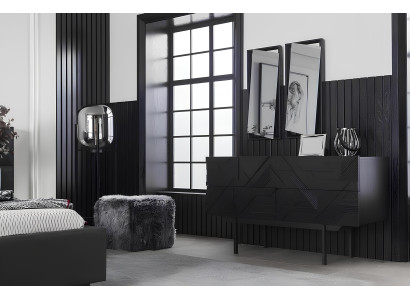 4-osainen musta makuuhuoneen kalustesarja, ylellinen setti uudella säilytystilalla