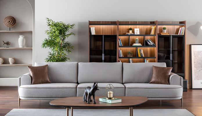 Harmaa kangassohvapakkaus 32 paikkaa pöytäkalusteet