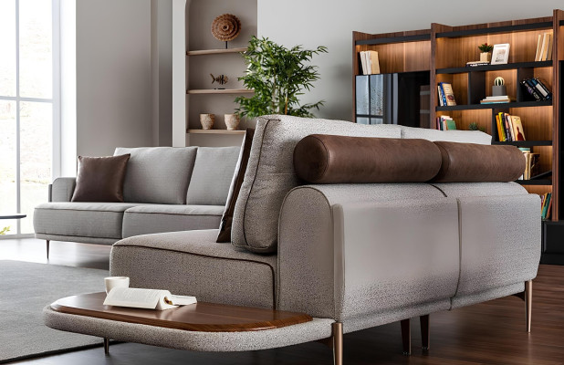 Harmaa kangassohvapakkaus 32 paikkaa pöytäkalusteet