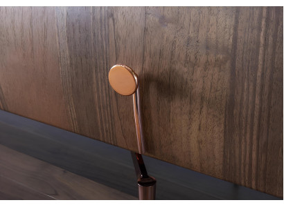 10-osainen pöytäsetti tuoleilla ja buffetilla ruskeasta puusta