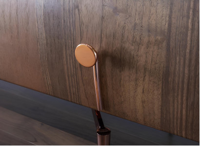 10-osainen pöytäsetti tuoleilla ja buffetilla ruskeasta puusta