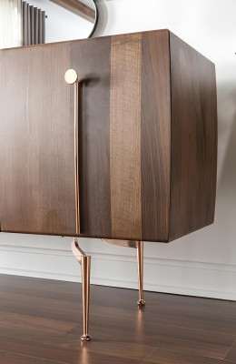 Liikkuva kaappi peilillä ruskeasta puusta, 2 osan setti