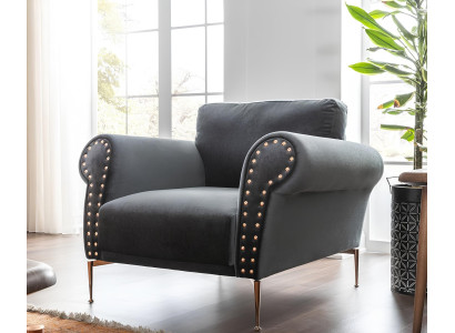 Korvatyynytuoli, cocktail-tuoli, moderni muotoilu, sininen, kangas