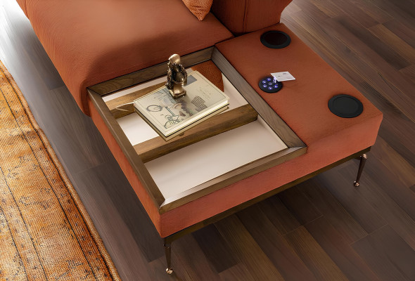 Moderni oranssi kangassohva kahdelle 234cm