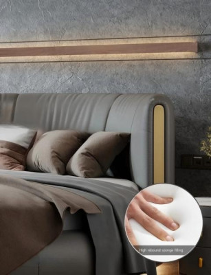 Eksklusiivinen harmaa-beige pyöreä sänky modernilla muotoilulla makuuhuoneeseen