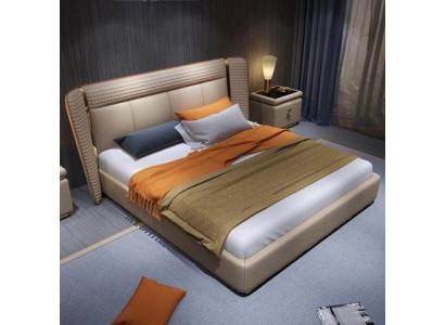 Ylellinen moderni verhoiltu sänky beige