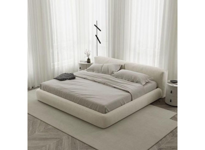 Tyylikäs harmaa verhoiltu sänky modernilla designilla