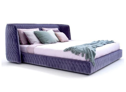 Moderni sininen samettivuode tyylikkäällä päädyllä