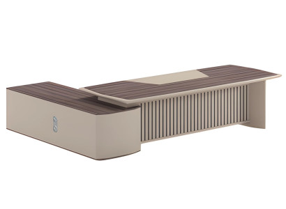 Moderni beige kirjoituspöytä puuefektillä ja laajennetulla pöytäpinalla toimistoon