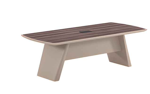 Beige kirjoituspöytä puurakenteella ja modernilla suunnittelulla toimistoon ja kotitoimistoon