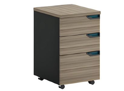 Liikkuva komero ruskea-musta 3 laatikolla toimistoon