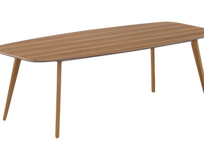 Moderni puinen kahvipöytä, jossa on säilytystilaa ja tyylikkäät puujalat